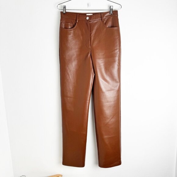 Aritzia Wilfred Melina Pant in Japanese vegan leather congac tan size 6 - Picture 4 of 8